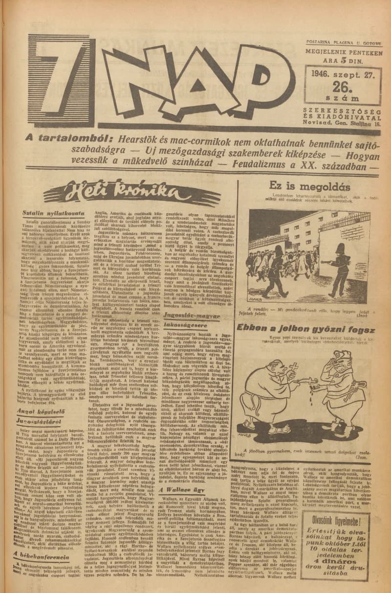7 Nap, 1. évf. 1946. szeptember 27. 26. sz. 1–10. oldal