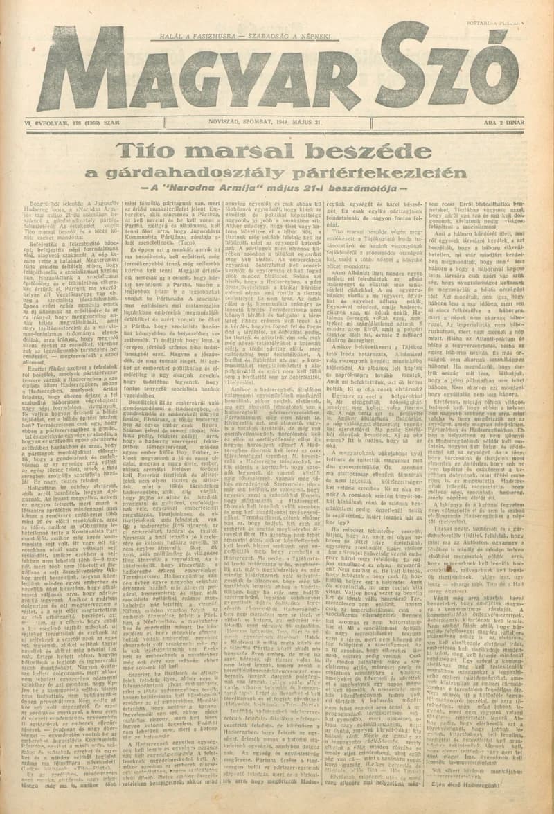 Magyar Szó, 6. évf. 1949. május 21. 118. sz. 1–4. oldal