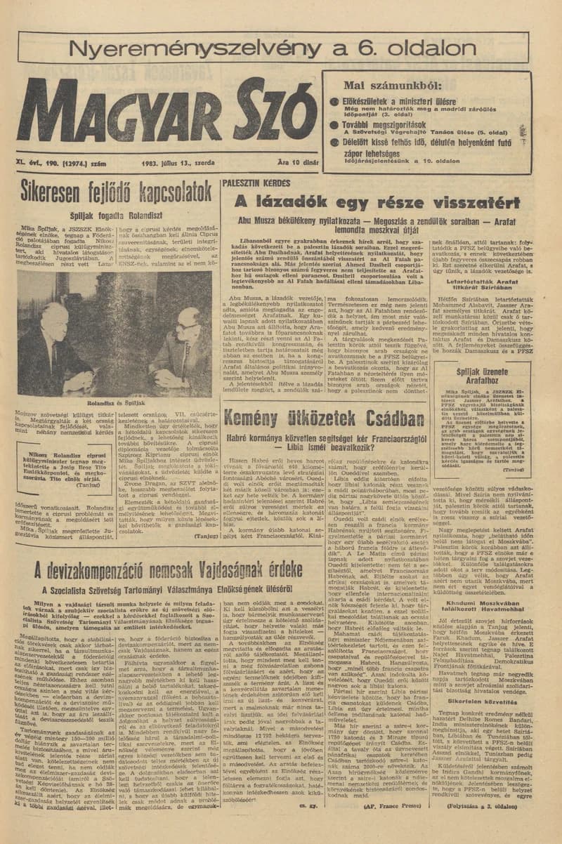 Magyar Szó, 40. évf. 1983. július 13. 190. sz. 1–20. oldal