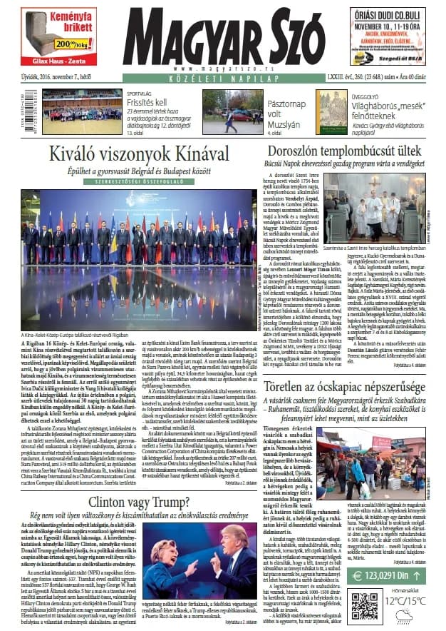 Magyar Szó, 73. évf. 2016. november 7. 260. sz. 1–20. oldal