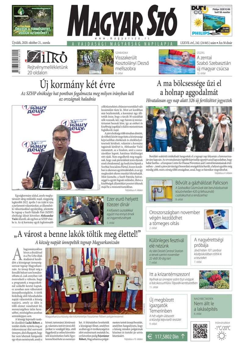 Magyar Szó, 77. évf. 2020. október 21. 242. sz. 1–16. oldal