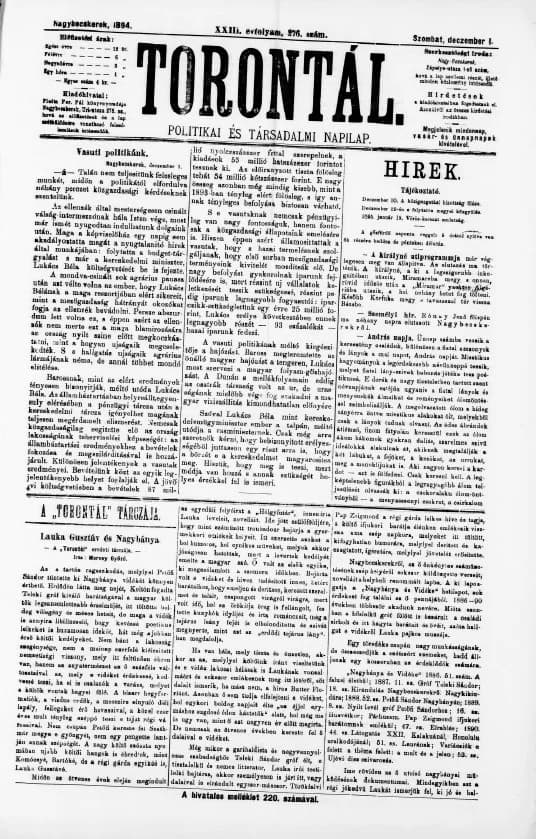 Torontál, 23. évf. 1894. december 1. 276. sz.