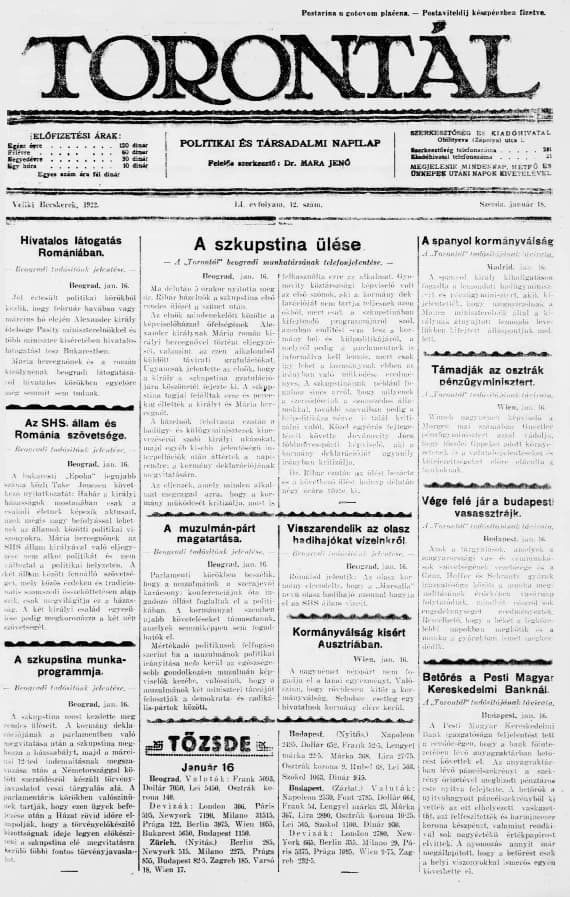 Torontál, 51. évf. 1922. január 18. 12. sz.