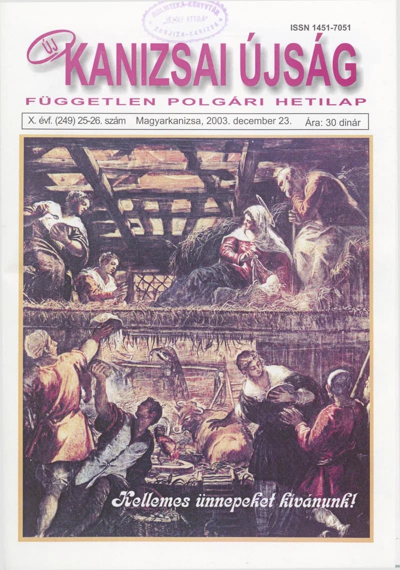 Új Kanizsai Újság, 10. évf. 2003. december 23. 25–26. sz.