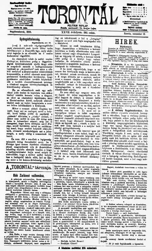 Torontál, 27. évf. 1898. november 16. 261. sz.