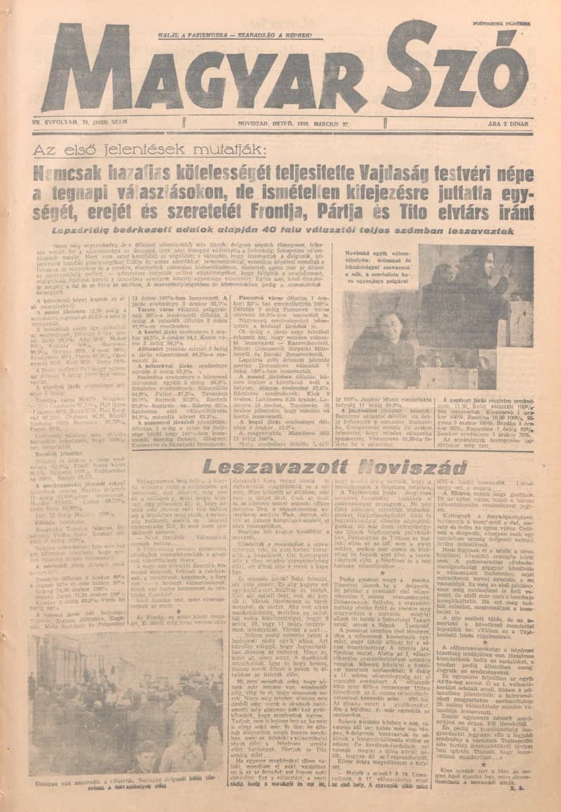Magyar Szó, 7. évf. 1950. március 27. 74. sz. 1–4. oldal