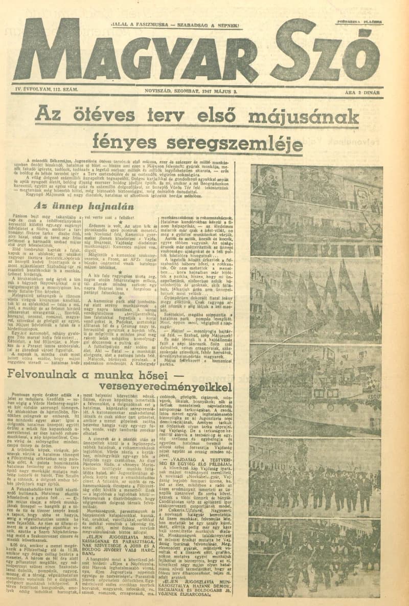Magyar Szó, 4. évf. 1947. május 3. 112. sz. 1–6. oldal