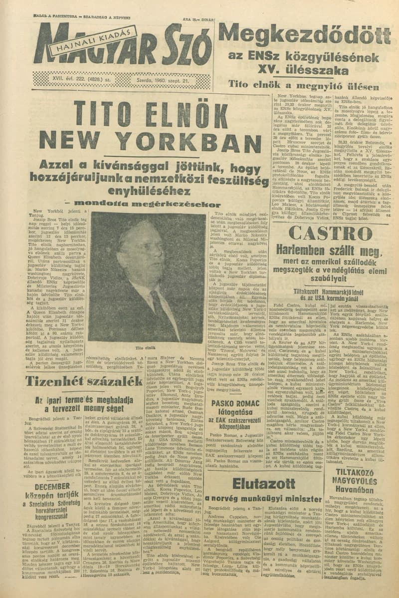 Magyar Szó, 17. évf. 1960. szeptember 21. 222. sz. 1–22. oldal