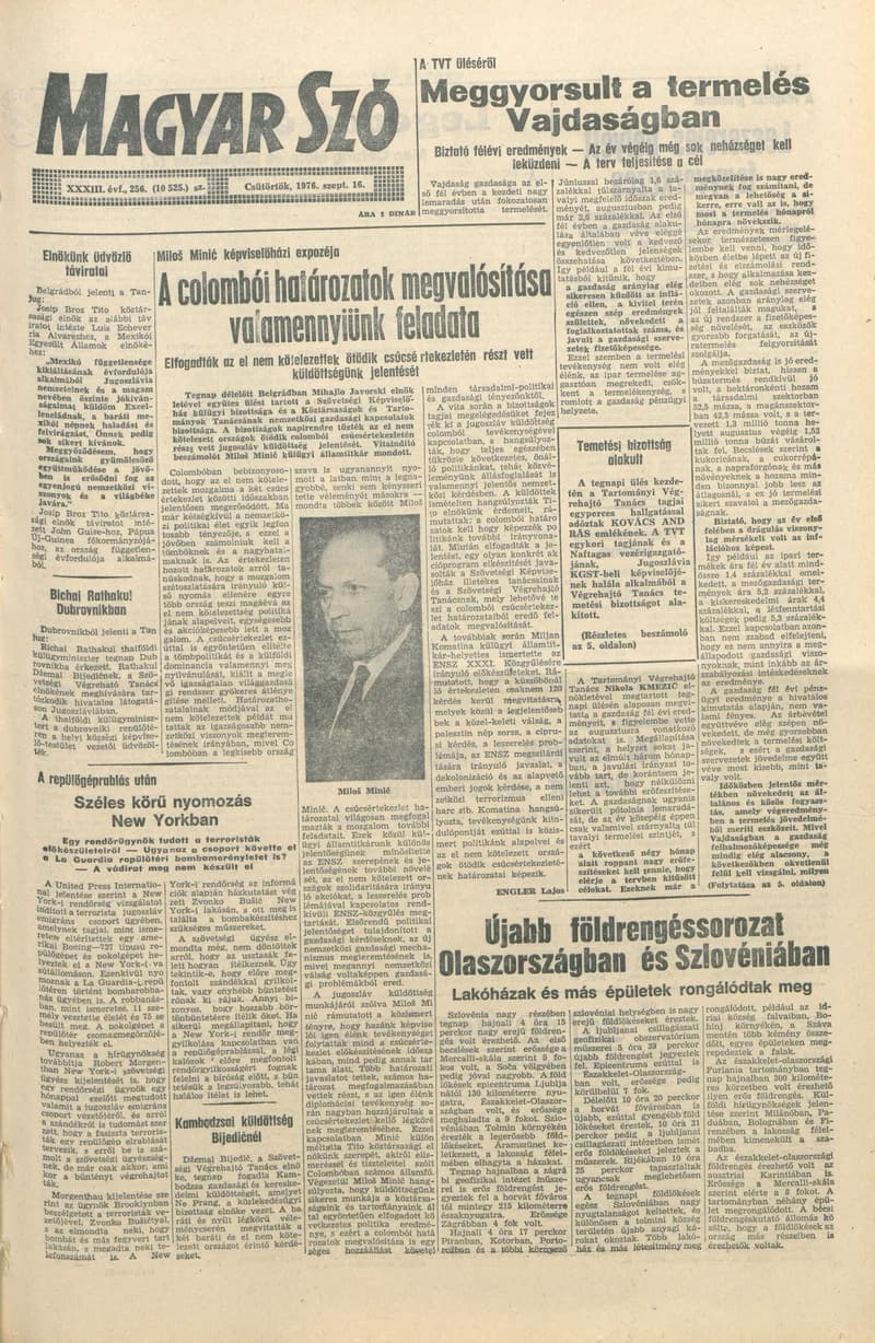 Magyar Szó, 33. évf. 1976. szeptember 16. 256. sz. 1–20. oldal