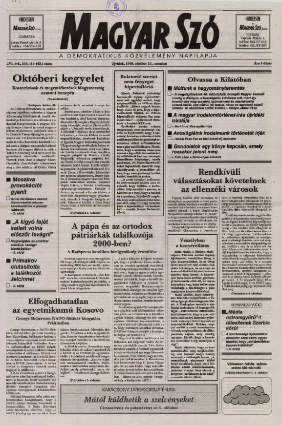 Magyar Szó, 56. évf. 1999. október 23. 205. sz. 1–16. oldal