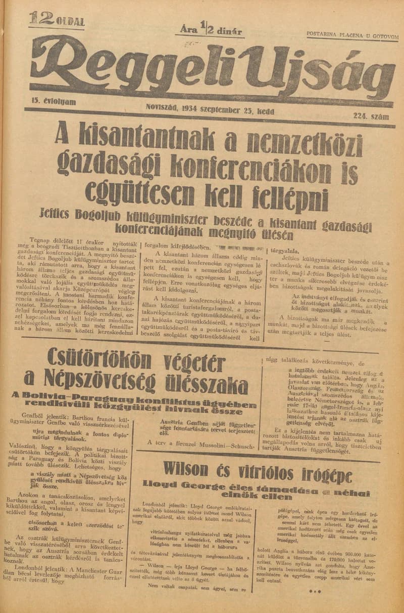 Reggeli Újság, 15. évf. 1934. szeptember 25. 224. sz.