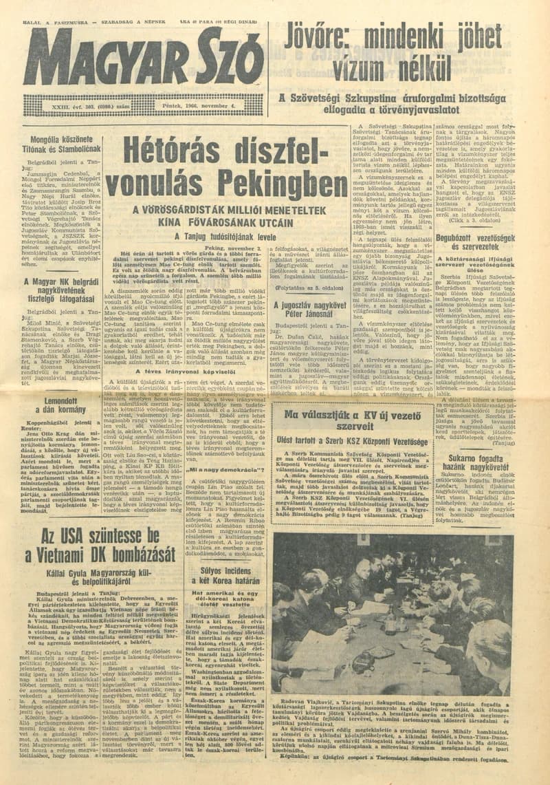 Magyar Szó, 23. évf. 1966. november 4. 303. sz.