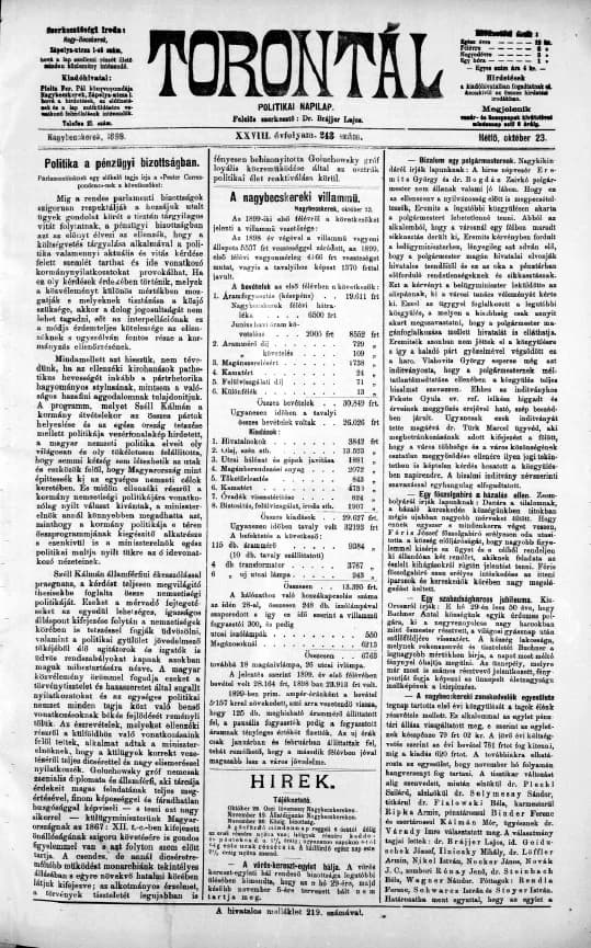Torontál, 28. évf. 1899. október 23. 243. sz.
