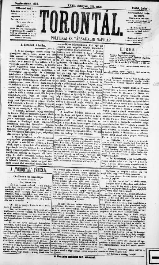 Torontál, 23. évf. 1894. június 1. 124. sz.