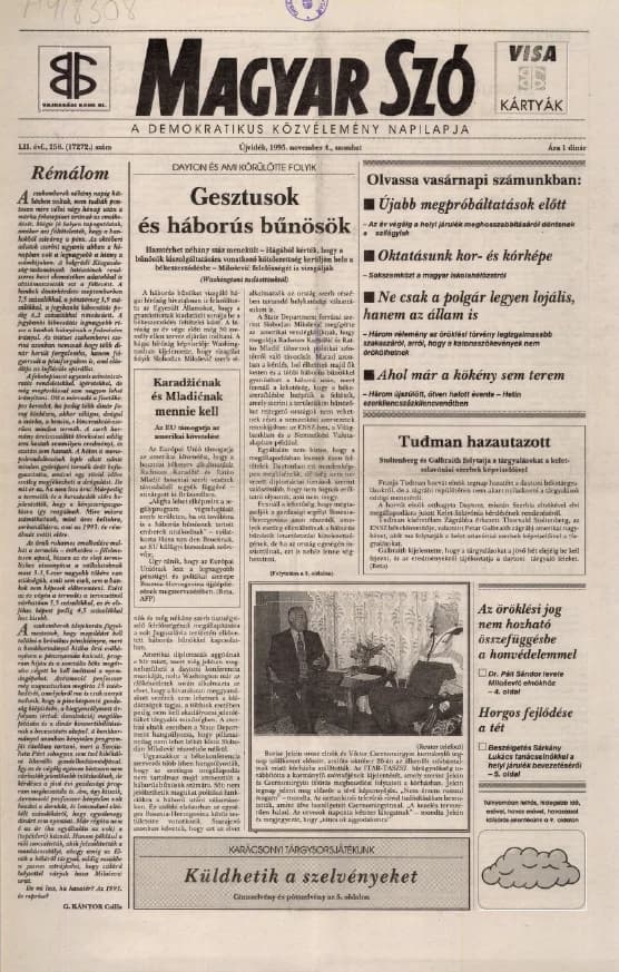 Magyar Szó, 52. évf. 1995. november 4. 258. sz. 1–16. oldal