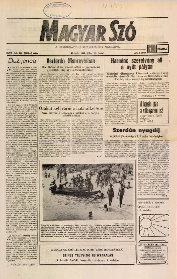 Magyar Szó, 47. évf. 1990. július 31. 208. sz. 1–16. oldal