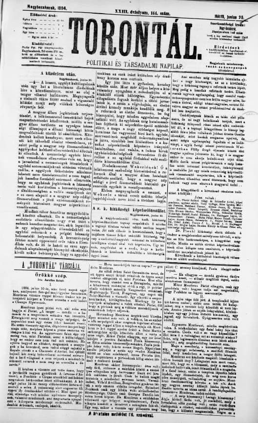 Torontál, 23. évf. 1894. június 25. 144. sz.