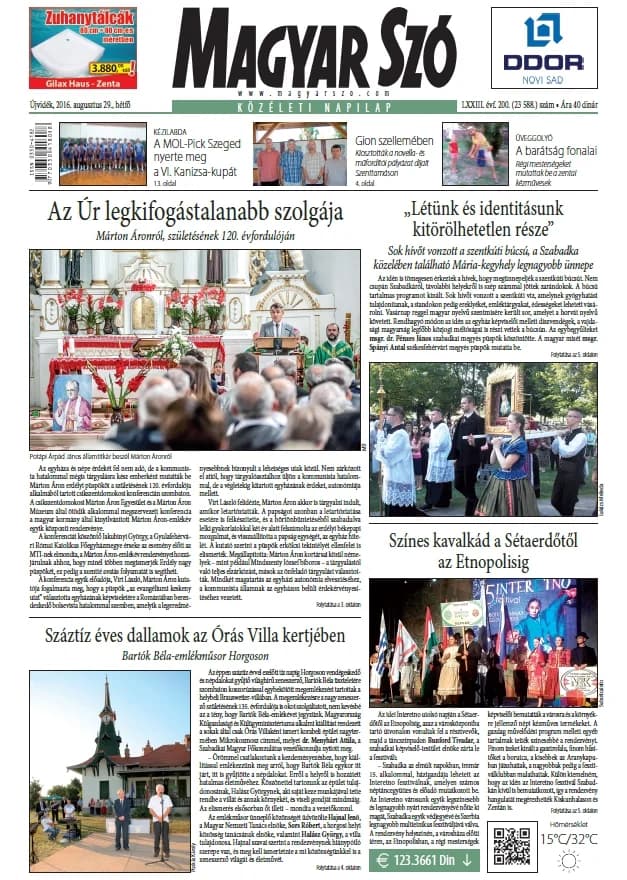 Magyar Szó, 73. évf. 2016. augusztus 29. 200. sz. 1–20. oldal