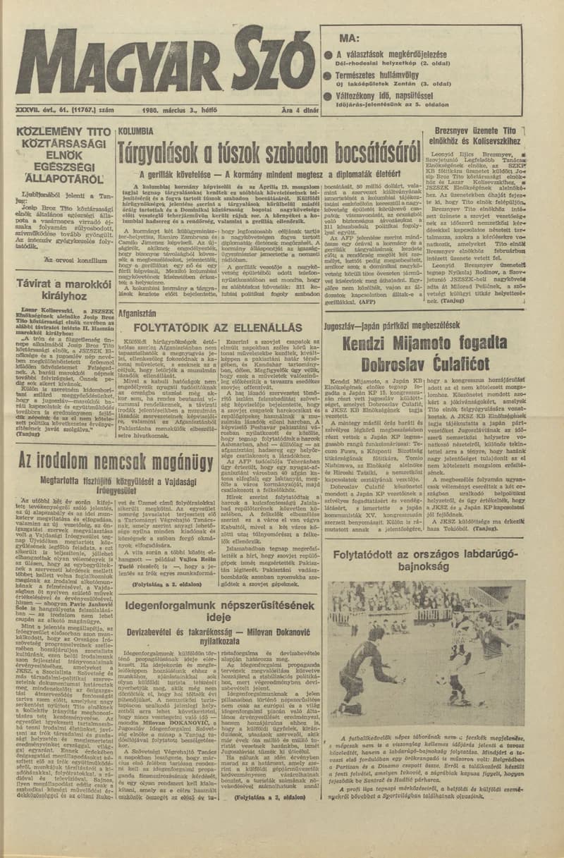 Magyar Szó, 37. évf. 1980. március 3. 61. sz. 1–16. oldal