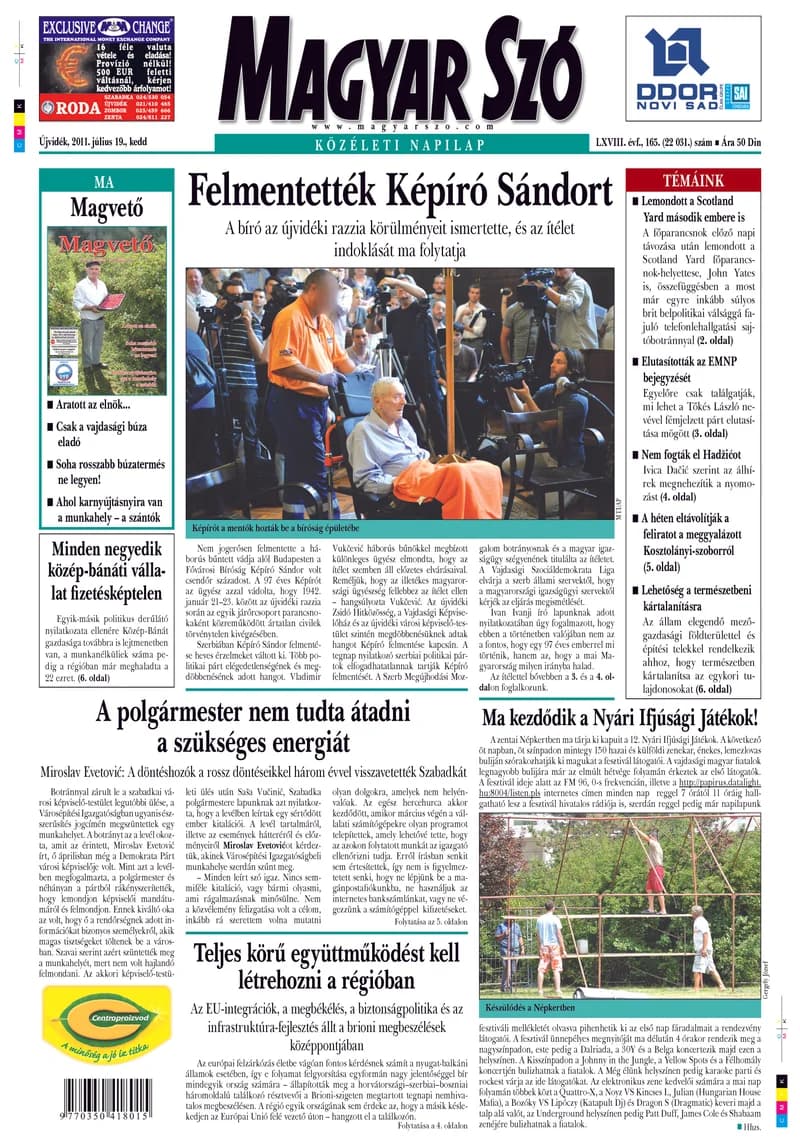 Magyar Szó, 68. évf. 2011. július 19. 165. sz. 1–20. oldal