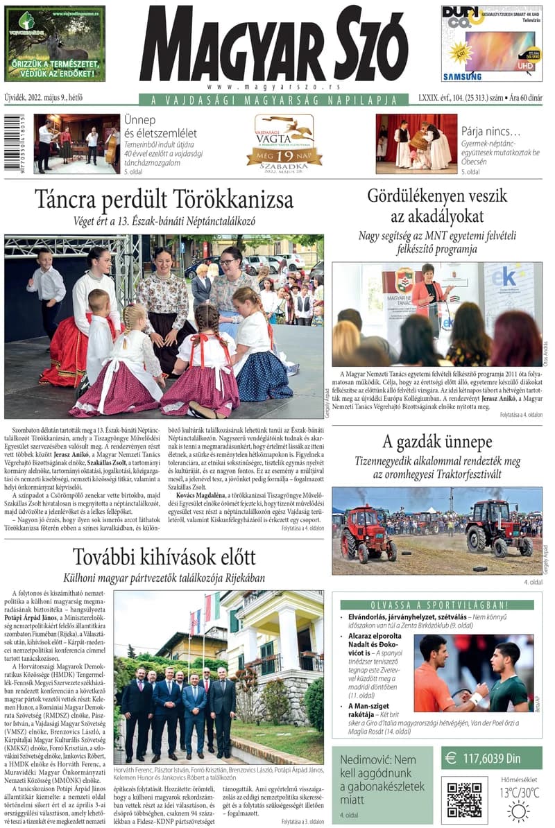 Magyar Szó, 79. évf. 2022. május 9. 104. sz. 1–16. oldal