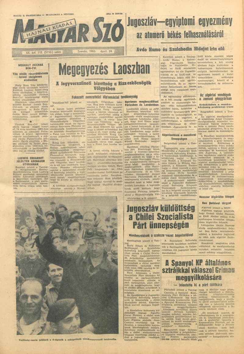 Magyar Szó, 20. évf. 1963. április 24. 112. sz. 1–16. oldal