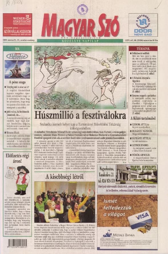 Magyar Szó, 66. évf. 2009. március 21. – 22. 66. sz. 1–24. oldal