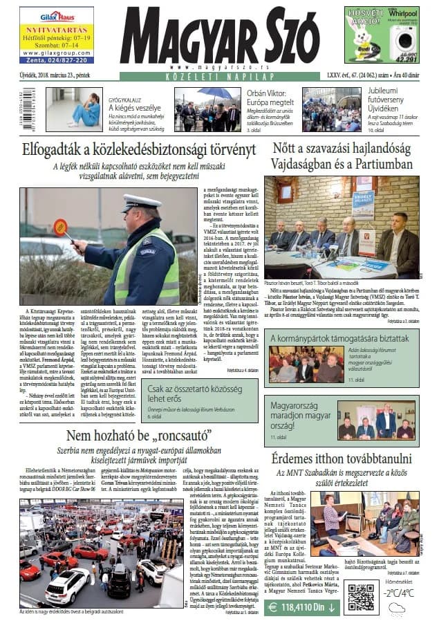 Magyar Szó, 75. évf. 2018. március 23. 67. sz. 1–16. oldal