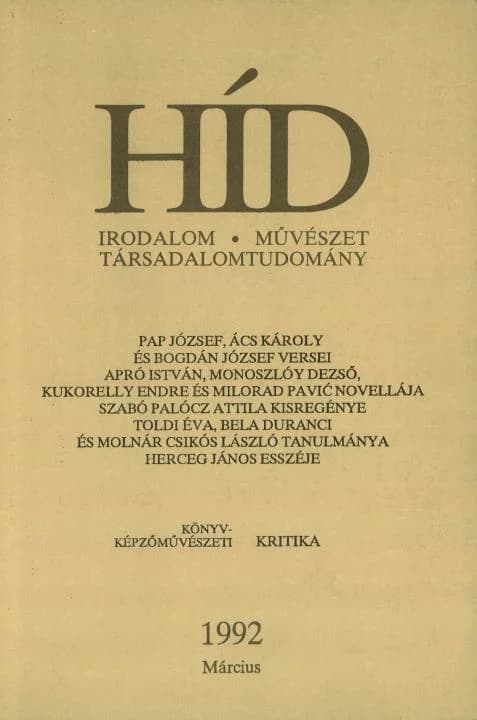 Híd, 56. évf. 1992. március. 3. sz. 117–232. oldal