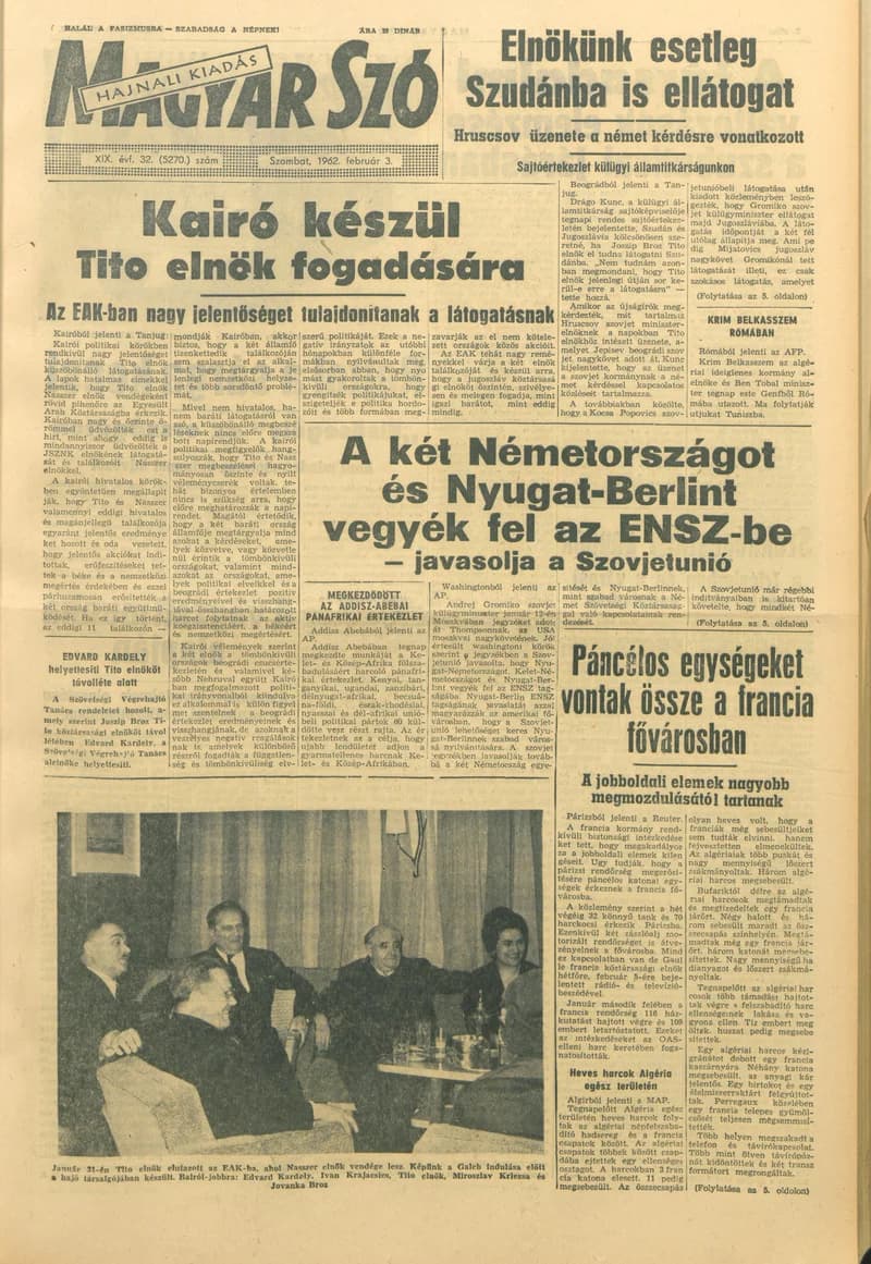 Magyar Szó, 19. évf. 1962. február 3. 32. sz. 1–12. oldal