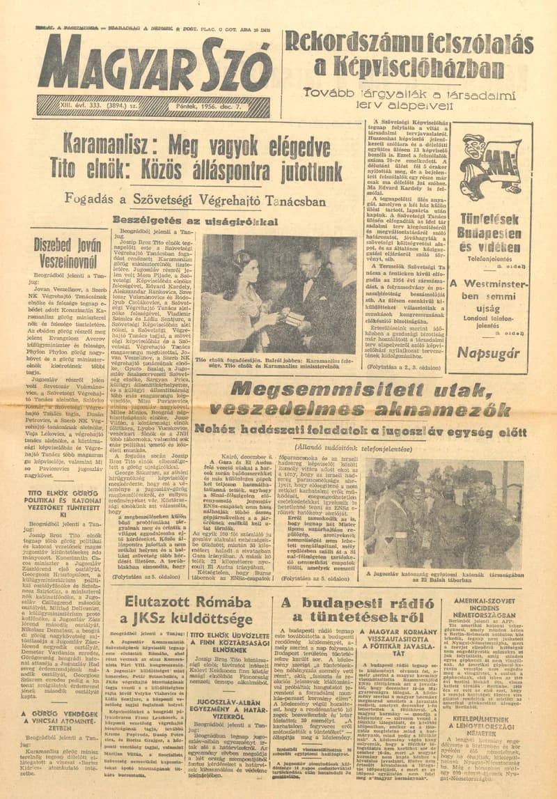 Magyar Szó, 13. évf. 1956. december 7. 333. sz. 1–8. oldal