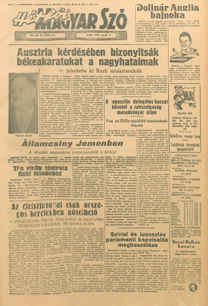Magyar Szó, 12. évf. 1955. április 4. 92. sz. 1–6. oldal