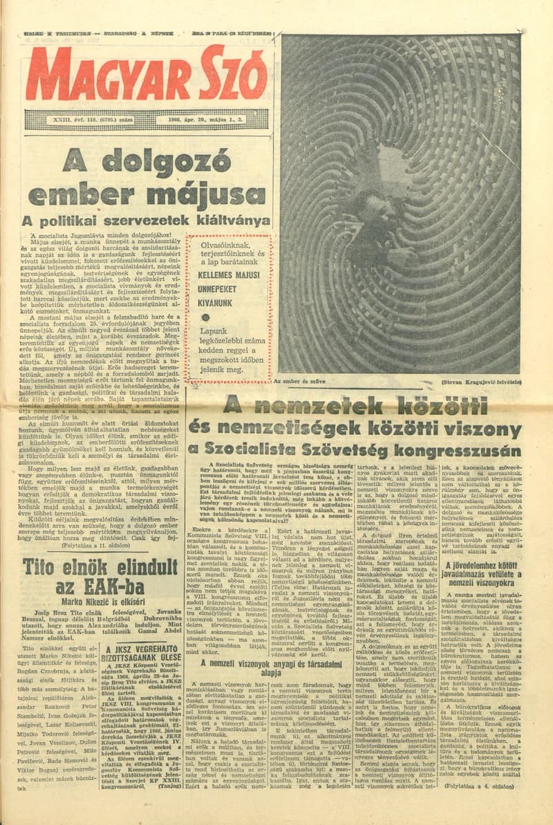Magyar Szó, 23. évf. 1966. április 30. – május 2. 118. sz.