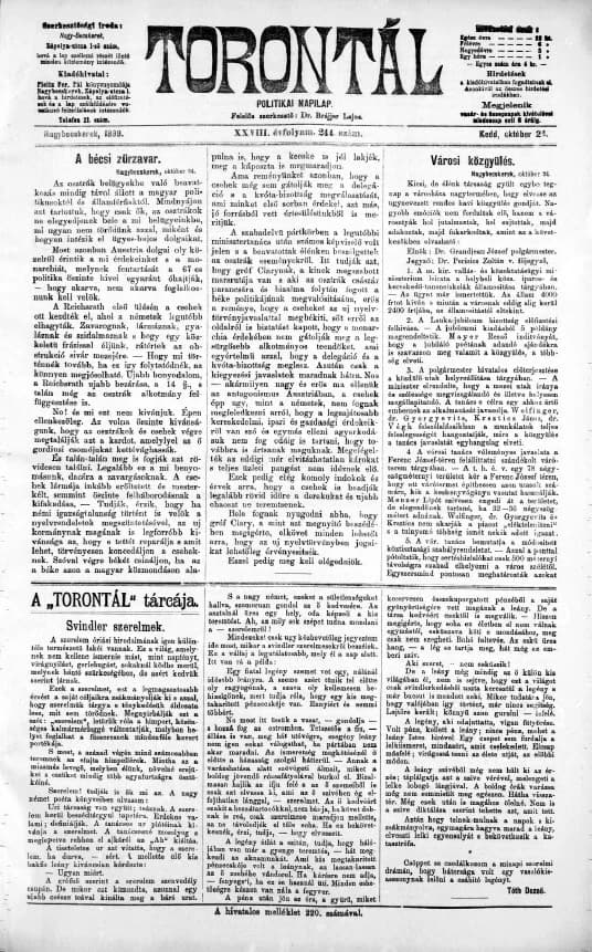 Torontál, 28. évf. 1899. október 24. 244. sz.