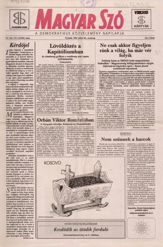 Magyar Szó, 55. évf. 1998. július 26. 177. sz. 1–24. oldal