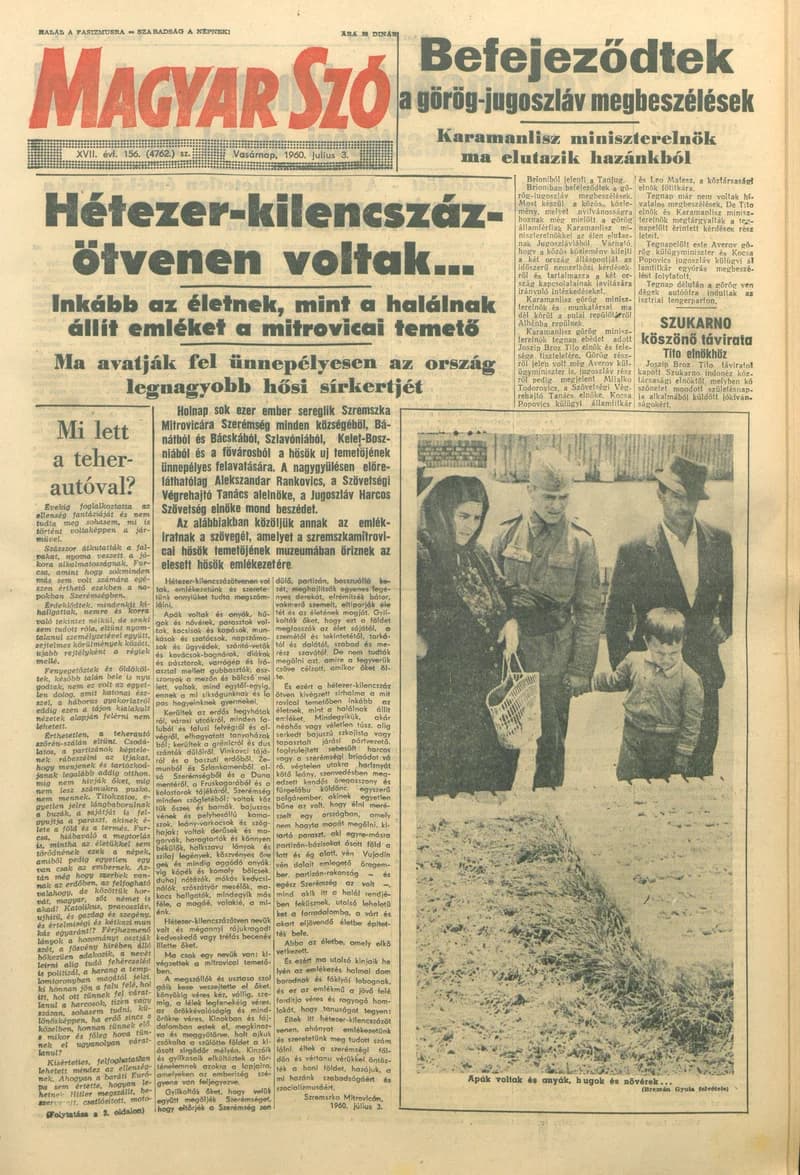 Magyar Szó, 17. évf. 1960. július 3. 156. sz. 1–34. oldal
