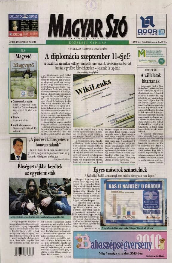 Magyar Szó, 67. évf. 2010. november 30. 280. sz. 1–20. oldal