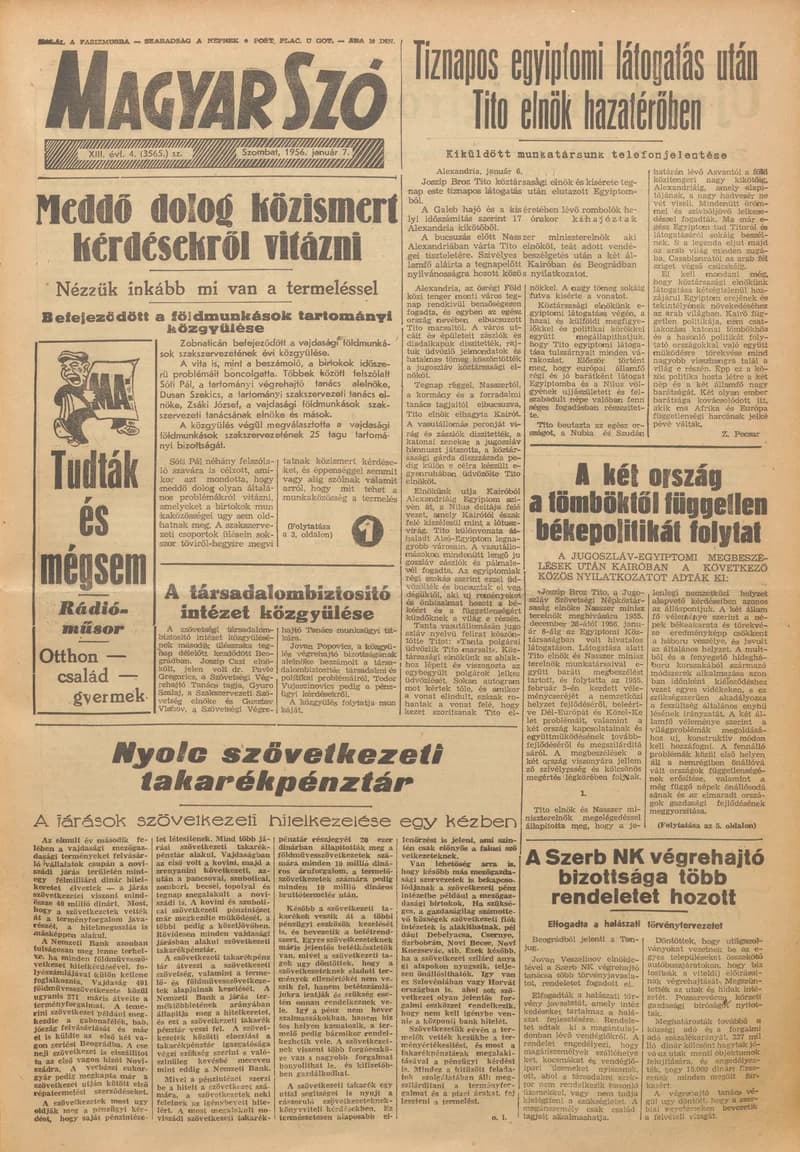 Magyar Szó, 13. évf. 1956. január 7. 4. sz. 1–10. oldal