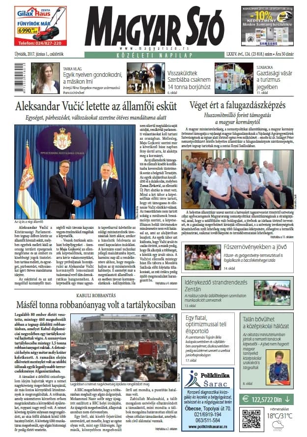Magyar Szó, 74. évf. 2017. június 1. 124. sz. 1–20. oldal