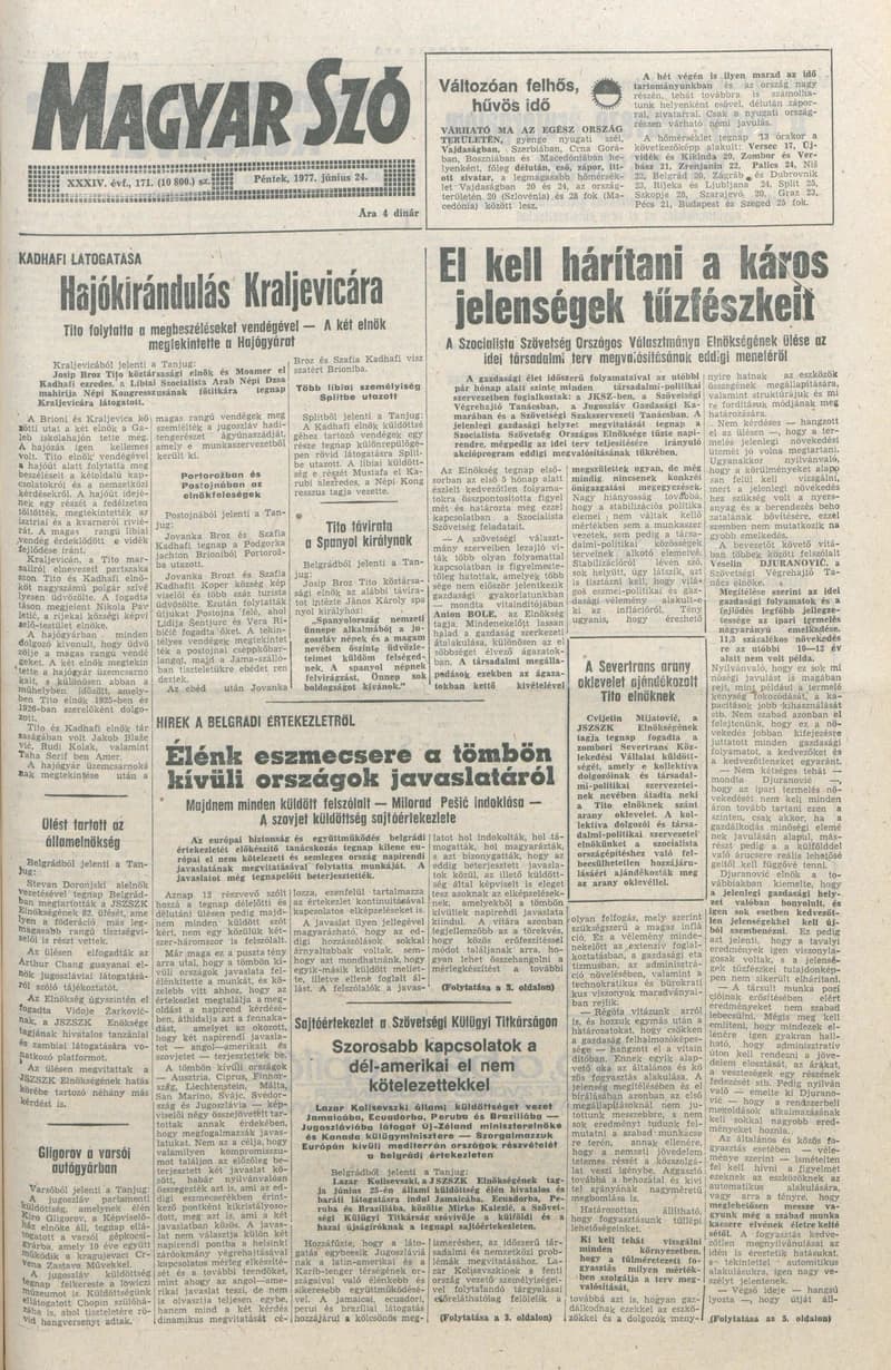 Magyar Szó, 34. évf. 1977. június 24. 171. sz.