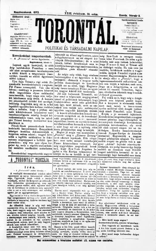 Torontál, 22. évf. 1893. február 8. 31. sz.