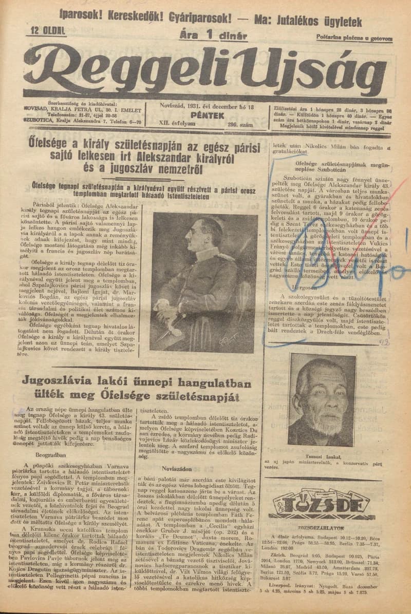 Reggeli Újság, 12. évf. 1931. december 18. 296. sz.