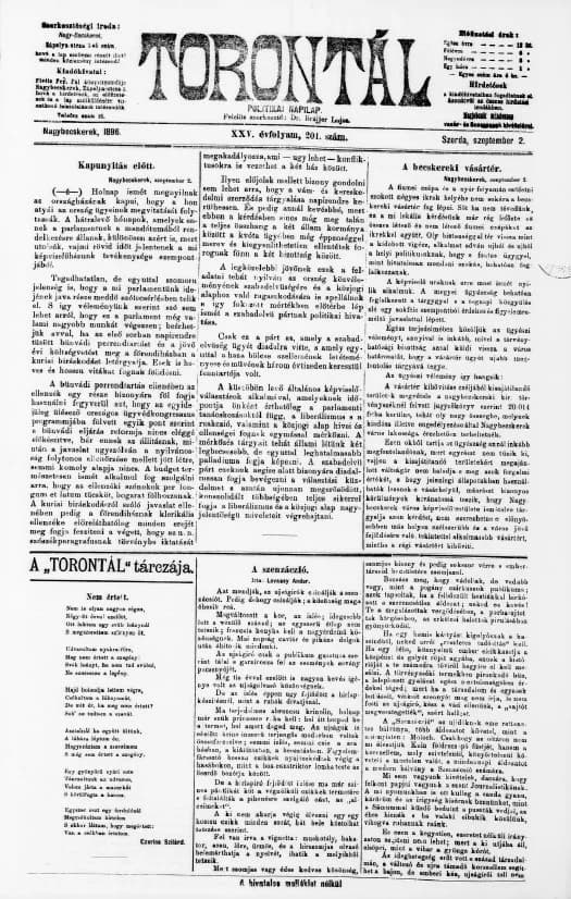 Torontál, 25. évf. 1896. szeptember 2. 201. sz.