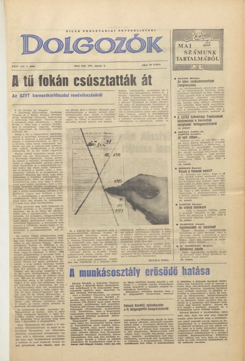 Dolgozók, 25. évf. 1971. január 8. 1. sz.