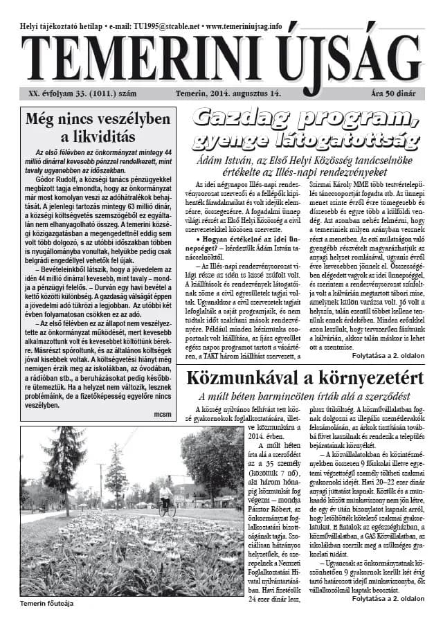 Temerini Újság, 20. évf. 2014. augusztus 14. 33. sz.