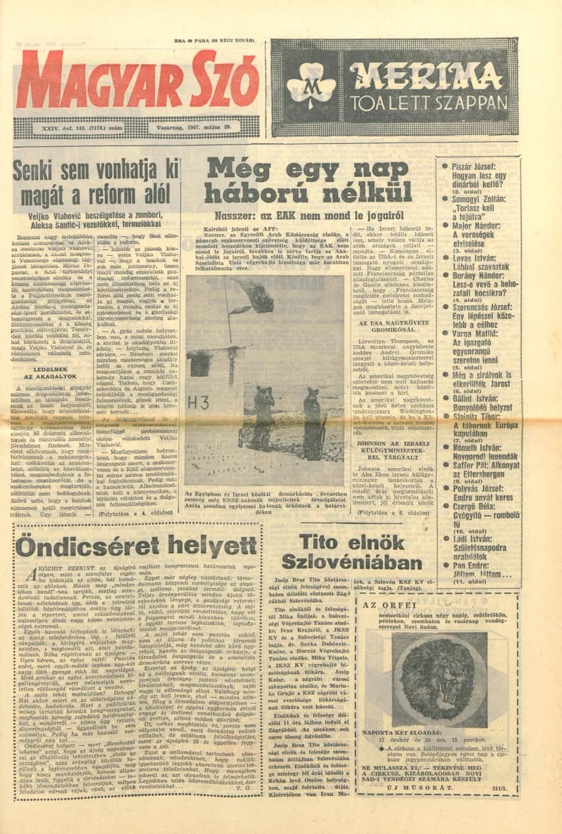 Magyar Szó, 24. évf. 1967. május 28. 143. sz. 1–24. oldal