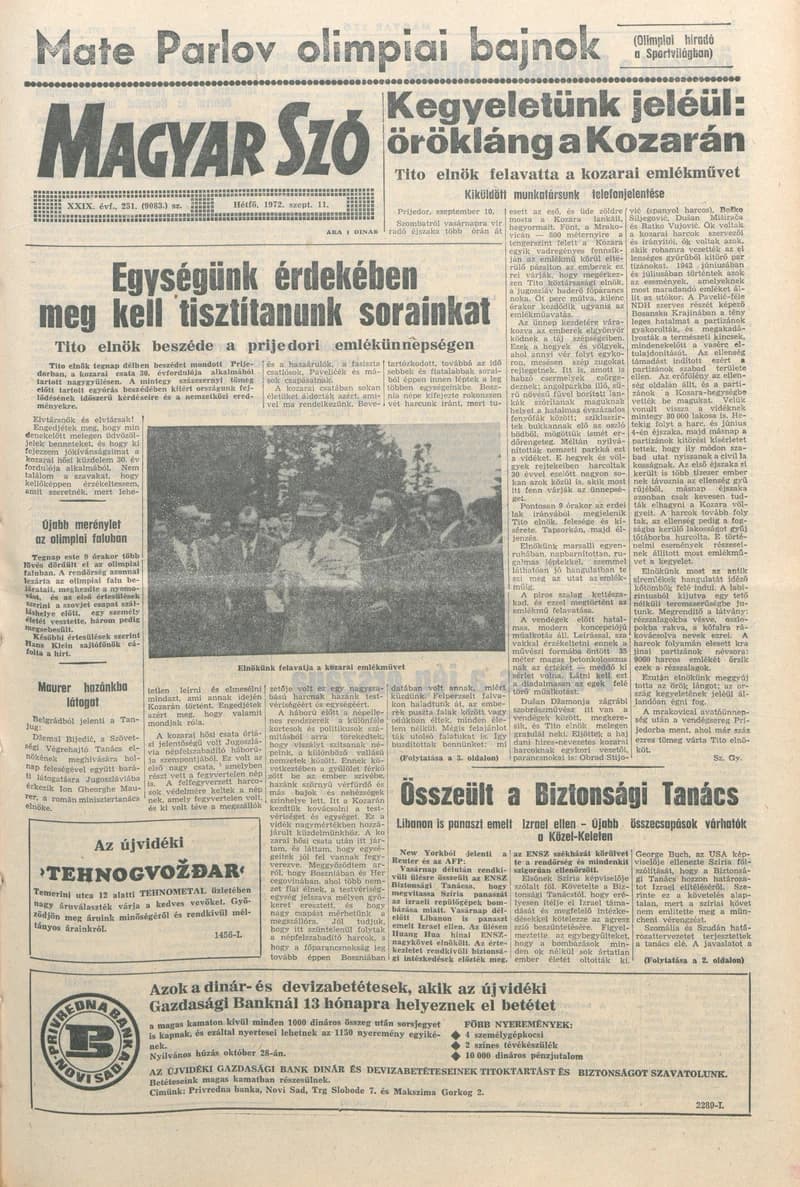 Magyar Szó, 29. évf. 1972. szeptember 11. 251. sz. 1–10. oldal