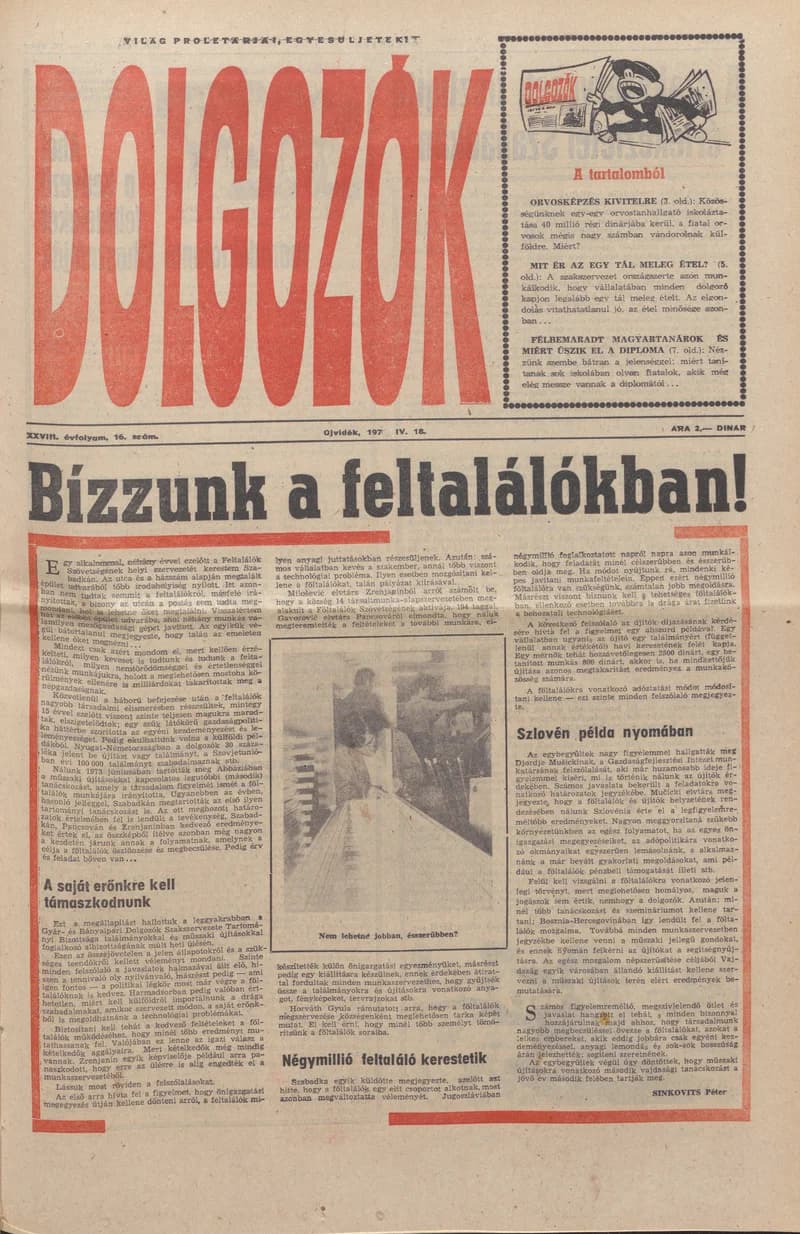 Dolgozók, 29. évf. 1975. április 18. 16. sz.