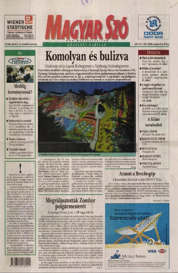 Magyar Szó, 65. évf. 2008. július 5. – 6. 153. sz. 1–28. oldal