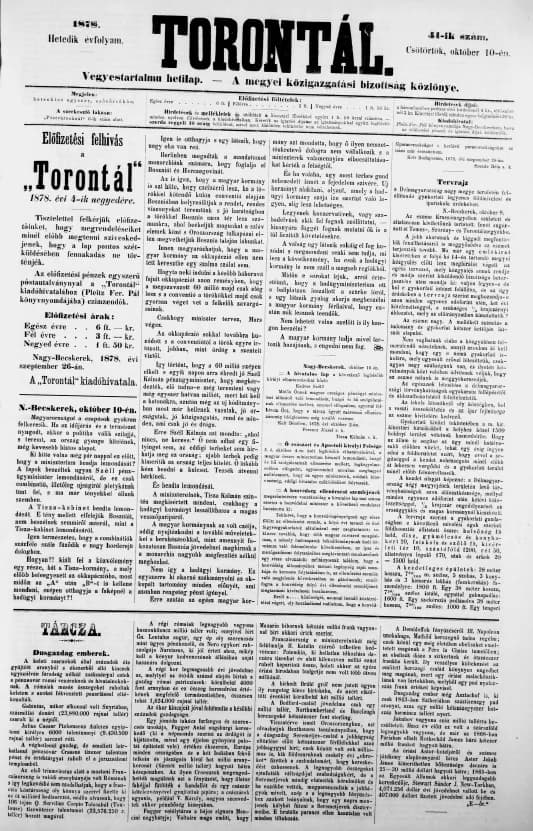 Torontál, 7. évf. 1878. október 10. 41. sz.